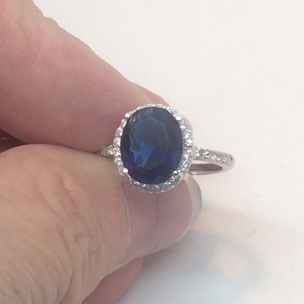 ๐๐5 Ct. BLUE SAPPHIRE STERLING SILVER RING - Picture 3 of 8